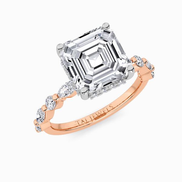 Asscher Cut Lab Diamond Engagement Ring With Bubble Band (1CT+)