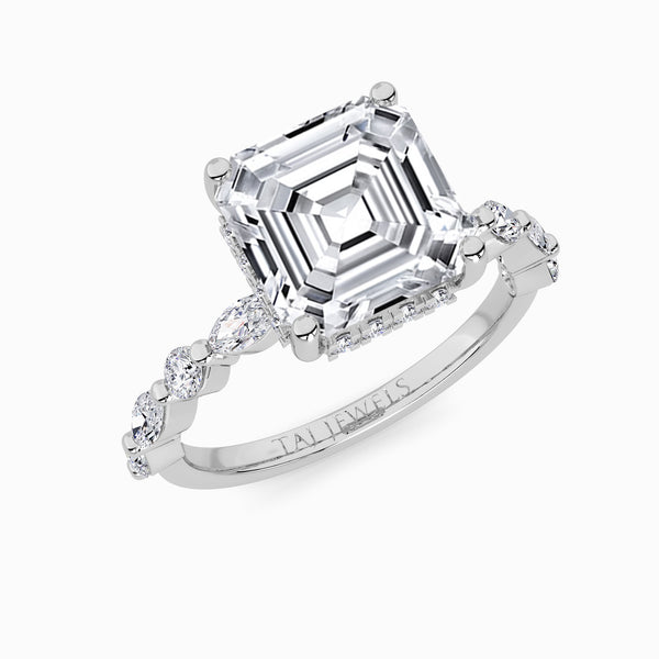 Asscher Cut Lab Diamond Engagement Ring With Bubble Band (1CT+)