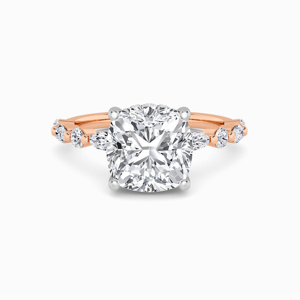 Cushion Cut Lab Diamond Engagement Ring With Bubble Band (1CT+)