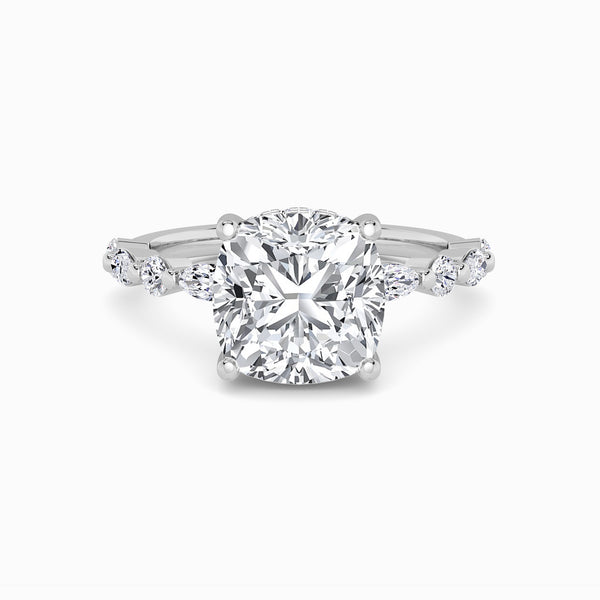 Cushion Cut Lab Diamond Engagement Ring With Bubble Band (1CT+)