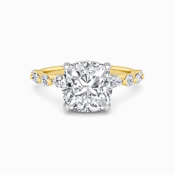 Cushion Cut Lab Diamond Engagement Ring With Bubble Band (1CT+)