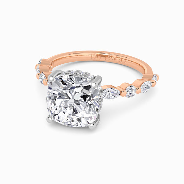 Cushion Cut Lab Diamond Engagement Ring With Bubble Band (1CT+)