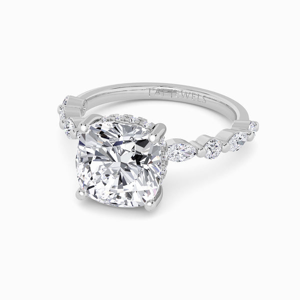 Cushion Cut Lab Diamond Engagement Ring With Bubble Band (1CT+)