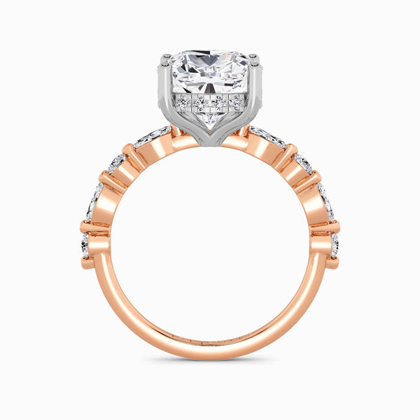 Cushion Cut Lab Diamond Engagement Ring With Bubble Band (1CT+)