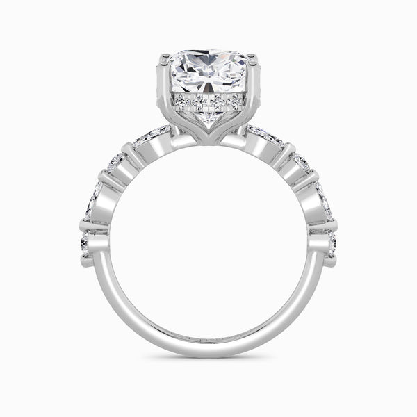 Cushion Cut Lab Diamond Engagement Ring With Bubble Band (1CT+)