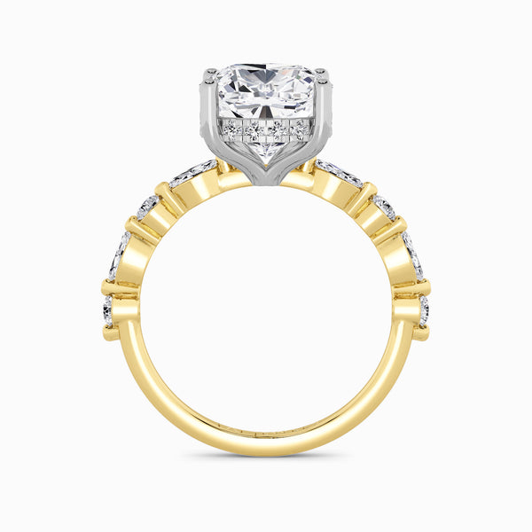 Cushion Cut Lab Diamond Engagement Ring With Bubble Band (1CT+)