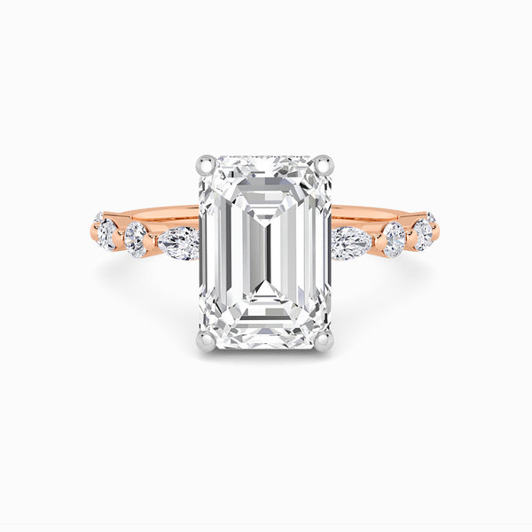 Emerald Cut Lab Diamond Engagement Ring With Bubble Band (1CT+)