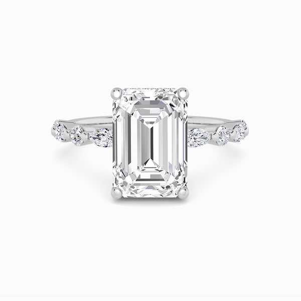 Emerald Cut Lab Diamond Engagement Ring With Bubble Band (1CT+)