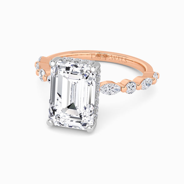 Emerald Cut Lab Diamond Engagement Ring With Bubble Band (1CT+)