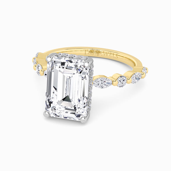 Emerald Cut Lab Diamond Engagement Ring With Bubble Band (1CT+)