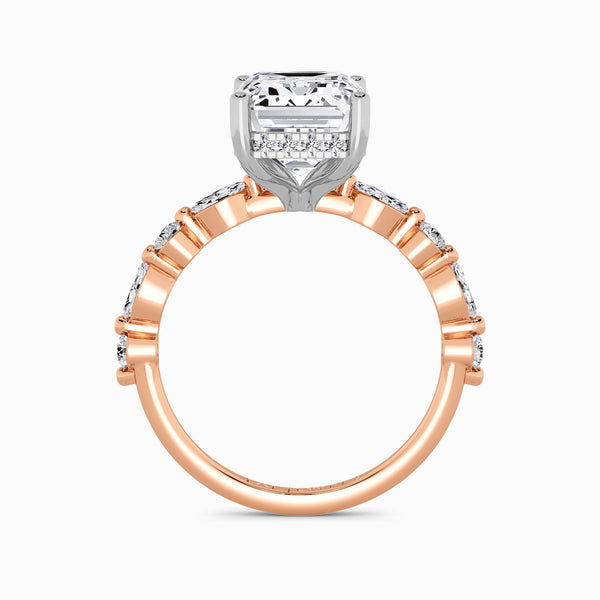 Emerald Cut Lab Diamond Engagement Ring With Bubble Band (1CT+)