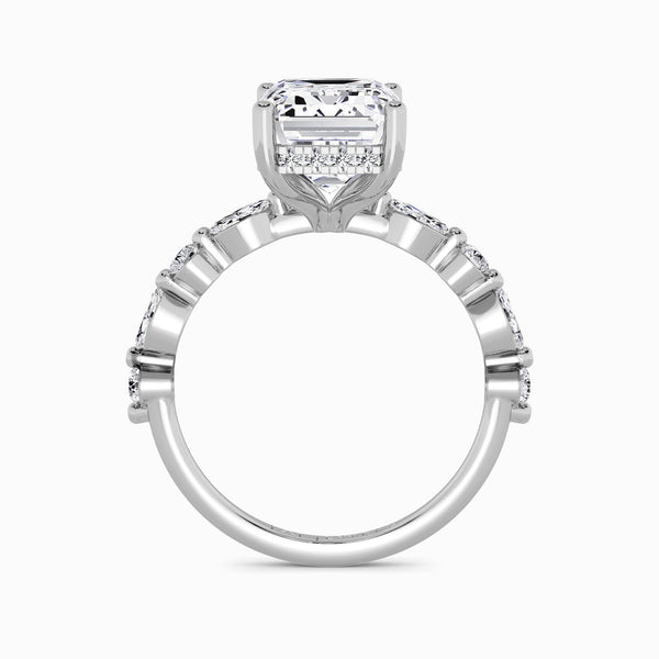 Emerald Cut Lab Diamond Engagement Ring With Bubble Band (1CT+)