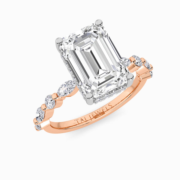 Emerald Cut Lab Diamond Engagement Ring With Bubble Band (1CT+)