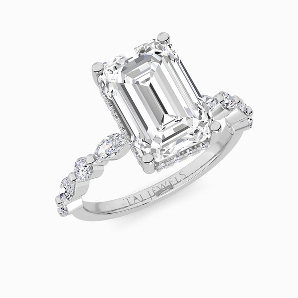 Emerald Cut Lab Diamond Engagement Ring With Bubble Band (1CT+)