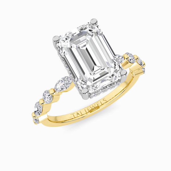 Emerald Cut Lab Diamond Engagement Ring With Bubble Band (1CT+)