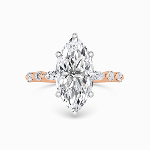 Marquise Brilliant Lab Diamond Engagement Ring With Bubble Band (1CT+)