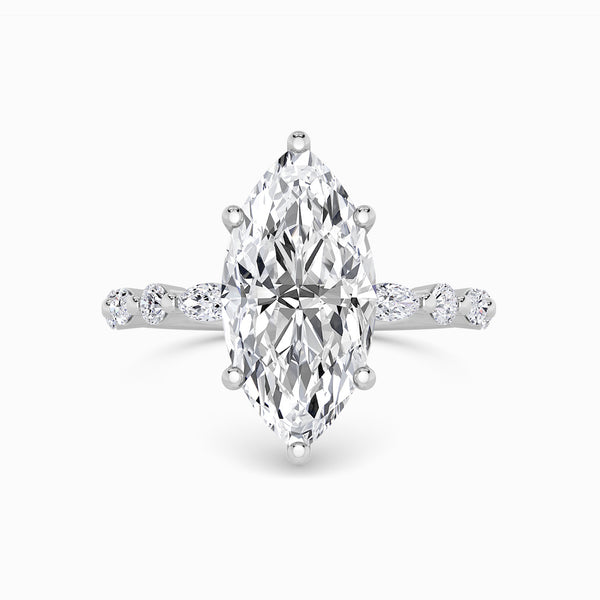 Marquise Brilliant Lab Diamond Engagement Ring With Bubble Band (1CT+)