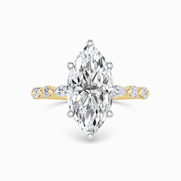 Marquise Brilliant Lab Diamond Engagement Ring With Bubble Band (1CT+)