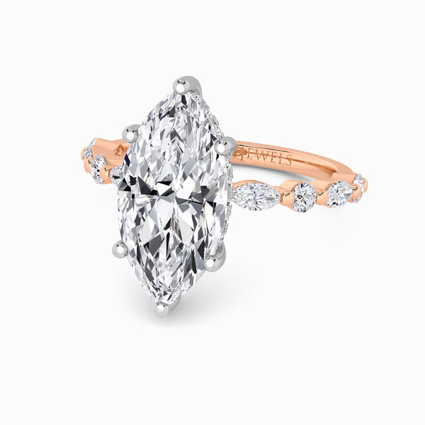 Marquise Brilliant Lab Diamond Engagement Ring With Bubble Band (1CT+)
