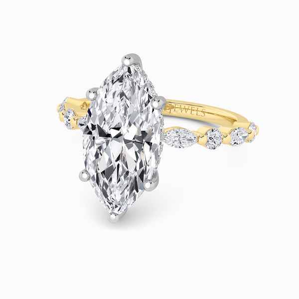 Marquise Brilliant Lab Diamond Engagement Ring With Bubble Band (1CT+)