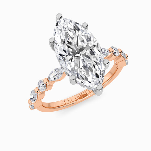 Marquise Brilliant Lab Diamond Engagement Ring With Bubble Band (1CT+)