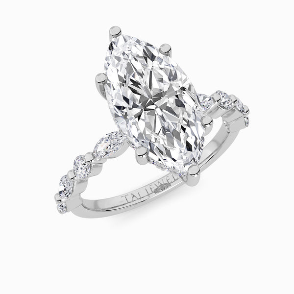 Marquise Brilliant Lab Diamond Engagement Ring With Bubble Band (1CT+)