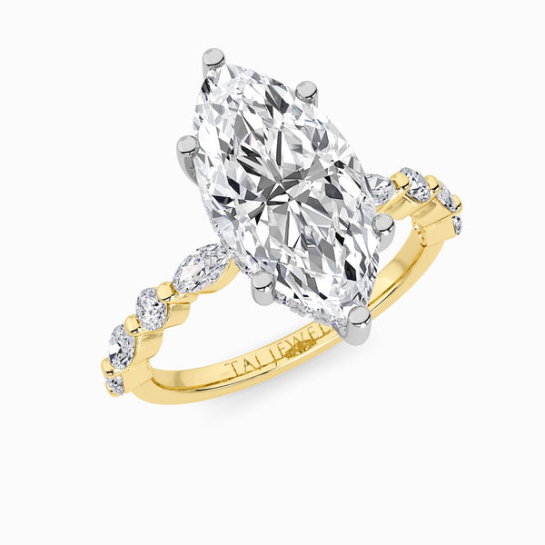 Marquise Brilliant Lab Diamond Engagement Ring With Bubble Band (1CT+)