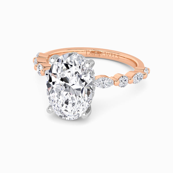 Oval Brilliant Lab Diamond Engagement Ring With Bubble Band (1CT+)