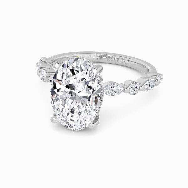 Oval Brilliant Lab Diamond Engagement Ring With Bubble Band (1CT+)
