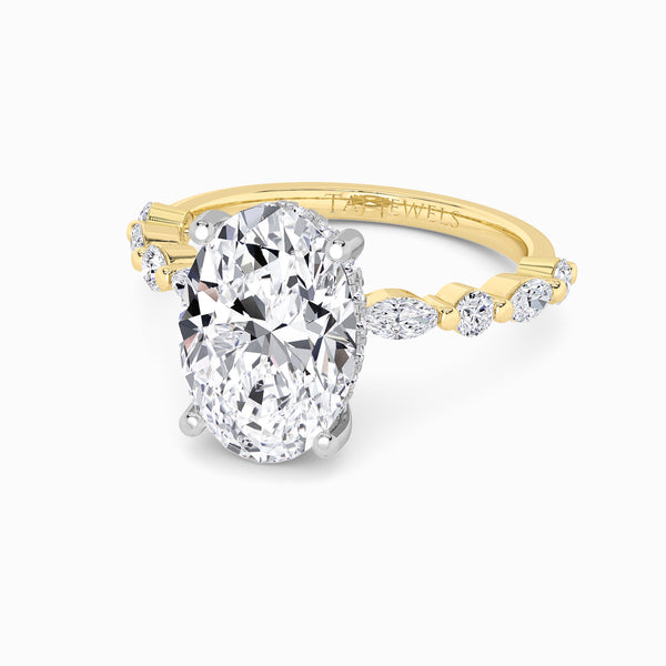 Oval Brilliant Lab Diamond Engagement Ring With Bubble Band (1CT+)