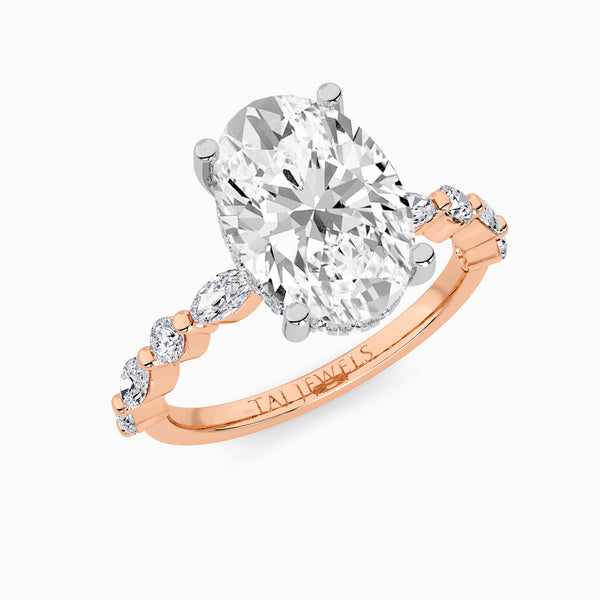 Oval Brilliant Lab Diamond Engagement Ring With Bubble Band (1CT+)