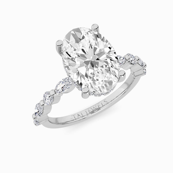 Oval Brilliant Lab Diamond Engagement Ring With Bubble Band (1CT+)