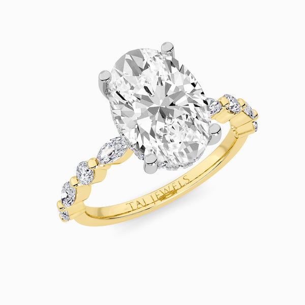 Oval Brilliant Lab Diamond Engagement Ring With Bubble Band (1CT+)
