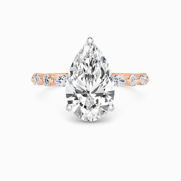 Pear Brilliant Lab Diamond Engagement Ring With Bubble Band (1CT+)