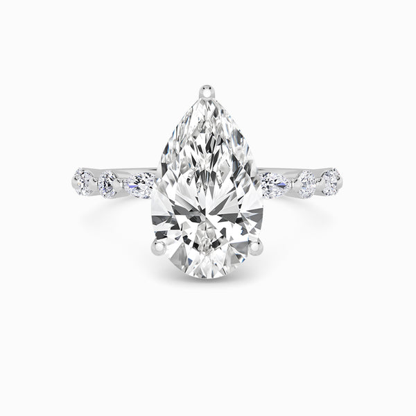 Pear Brilliant Lab Diamond Engagement Ring With Bubble Band (1CT+)