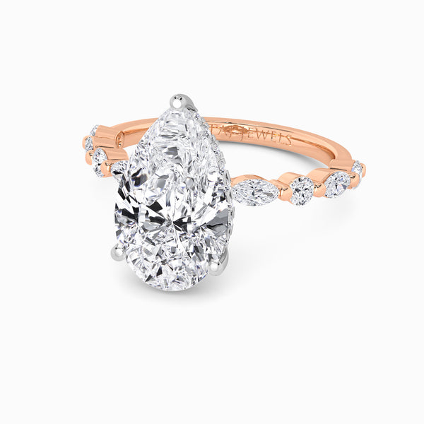 Pear Brilliant Lab Diamond Engagement Ring With Bubble Band (1CT+)