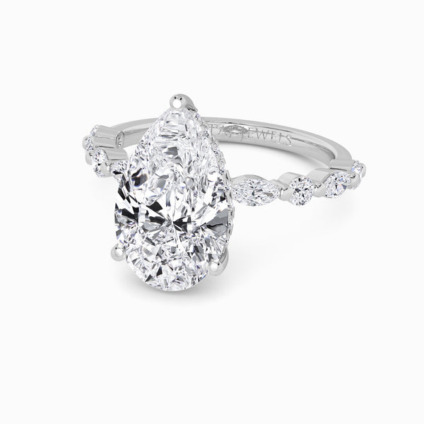 Pear Brilliant Lab Diamond Engagement Ring With Bubble Band (1CT+)