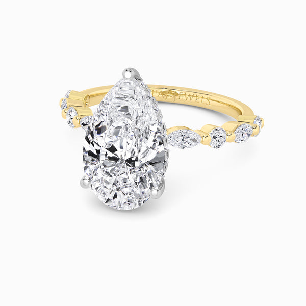 Pear Brilliant Lab Diamond Engagement Ring With Bubble Band (1CT+)