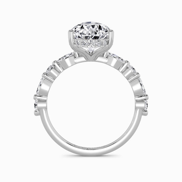 Pear Brilliant Lab Diamond Engagement Ring With Bubble Band (1CT+)