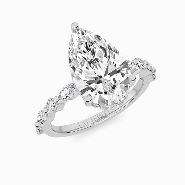 Pear Brilliant Lab Diamond Engagement Ring With Bubble Band (1CT+)