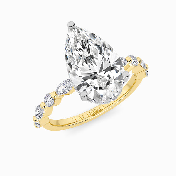 Pear Brilliant Lab Diamond Engagement Ring With Bubble Band (1CT+)