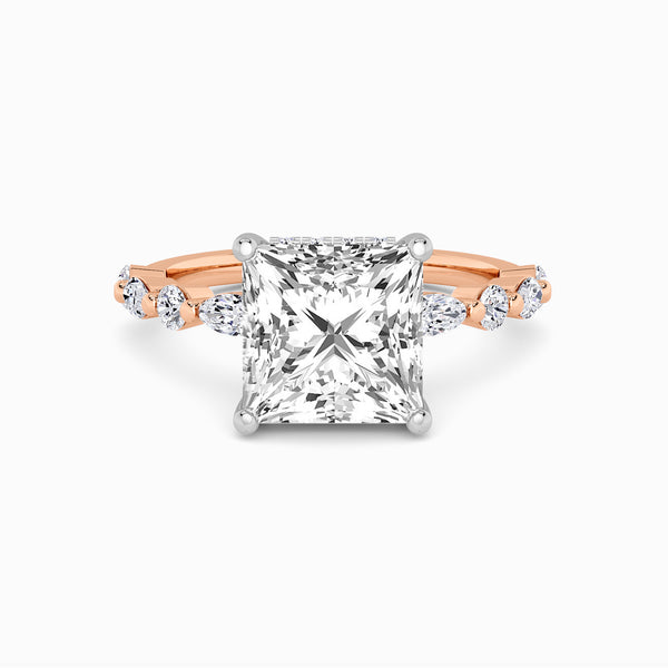 Princess Cut Lab Diamond Engagement Ring With Bubble Band (1CT+)