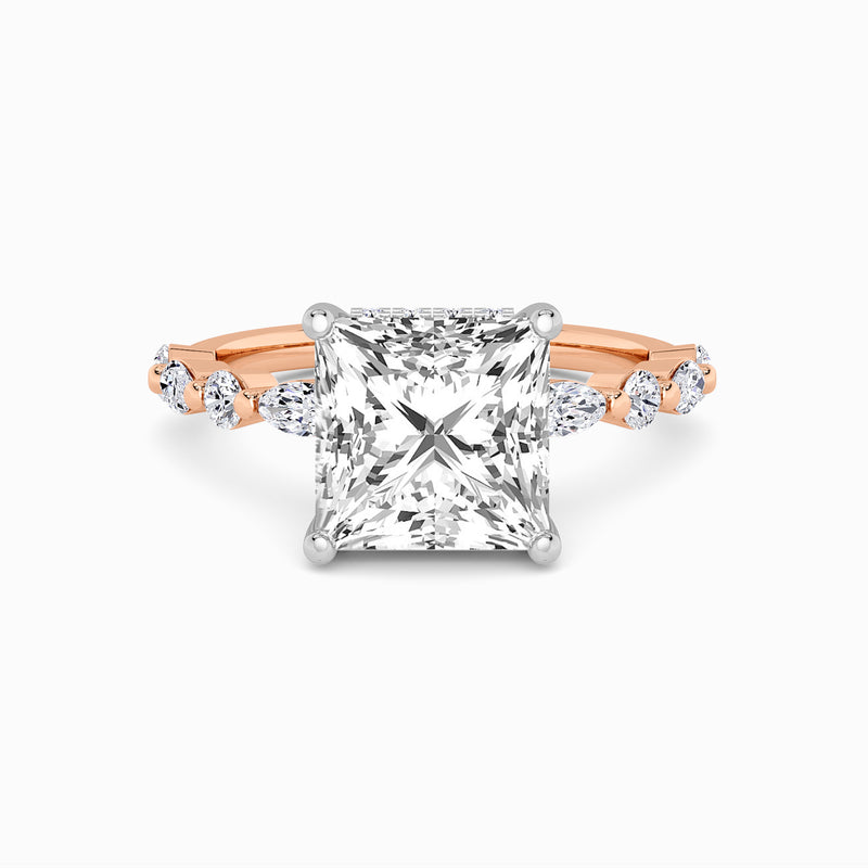 Princess Cut Lab Diamond Engagement Ring With Bubble Band (1CT+)