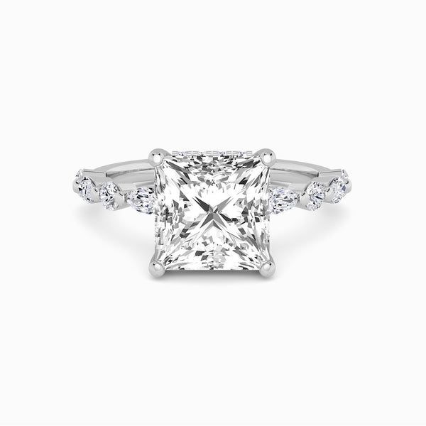 Princess Cut Lab Diamond Engagement Ring With Bubble Band (1CT+)