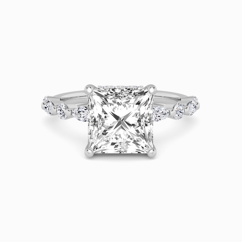 Princess Cut Lab Diamond Engagement Ring With Bubble Band (1CT+)