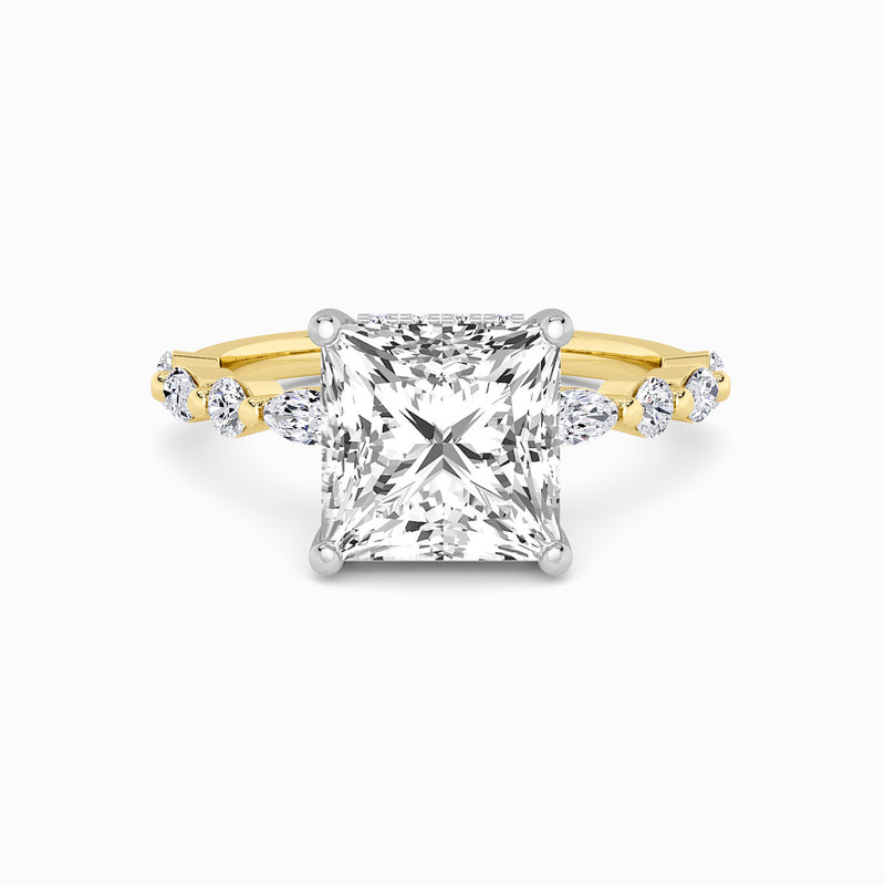 Princess Cut Lab Diamond Engagement Ring With Bubble Band (1CT+)