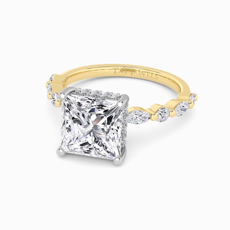 Princess Cut Lab Diamond Engagement Ring With Bubble Band (1CT+)