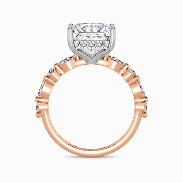 Princess Cut Lab Diamond Engagement Ring With Bubble Band (1CT+)