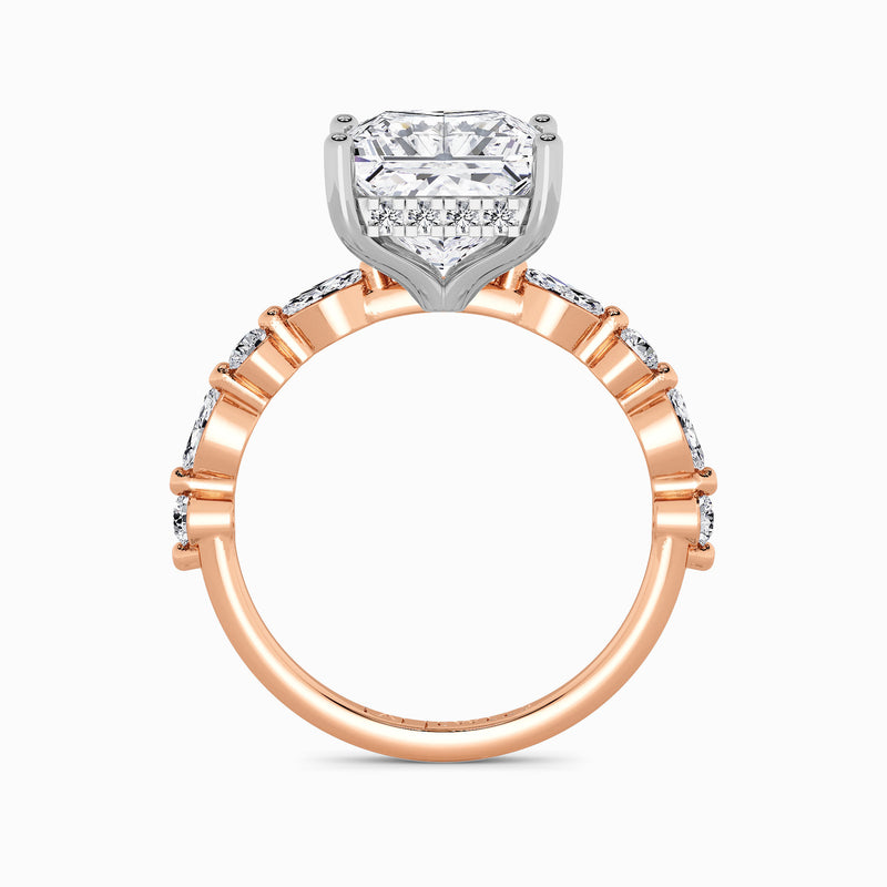 Princess Cut Lab Diamond Engagement Ring With Bubble Band (1CT+)