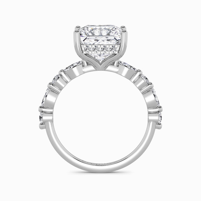 Princess Cut Lab Diamond Engagement Ring With Bubble Band (1CT+)
